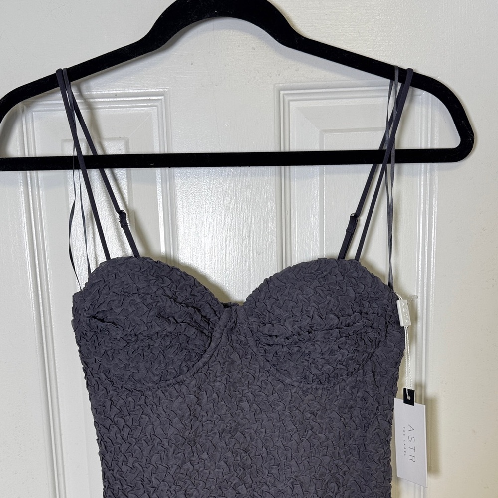 ASTR The Label Textured Bustier Midi Dress Slate Blue Bodycon NWT XS/S - Picture 5 of 10